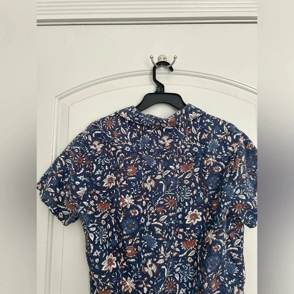 Abercrombie & Fitch Men’s Linen Blend Floral Print Blue Button Up size Small - Picture 7 of 10
